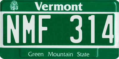 VT license plate NMF314