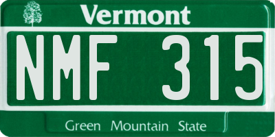 VT license plate NMF315