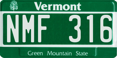 VT license plate NMF316