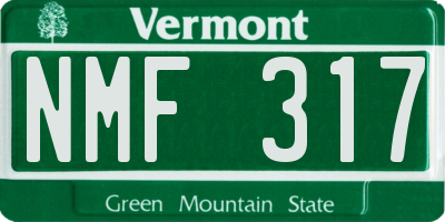 VT license plate NMF317