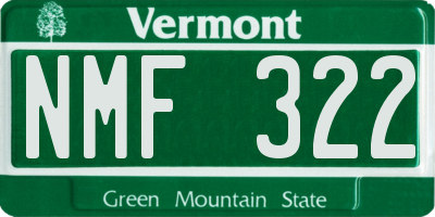 VT license plate NMF322
