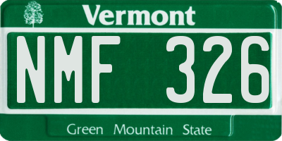 VT license plate NMF326