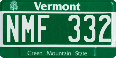 VT license plate NMF332