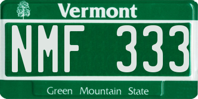 VT license plate NMF333