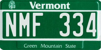 VT license plate NMF334