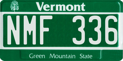 VT license plate NMF336