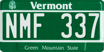 VT license plate NMF337