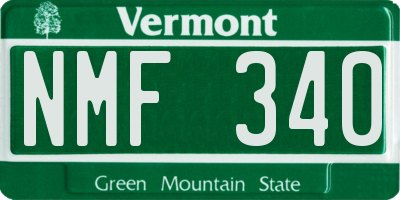 VT license plate NMF340