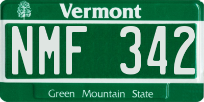 VT license plate NMF342