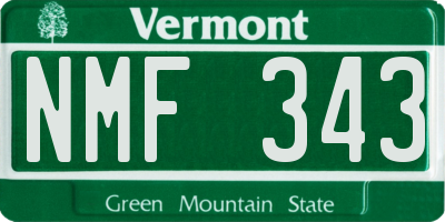 VT license plate NMF343