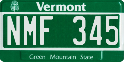 VT license plate NMF345