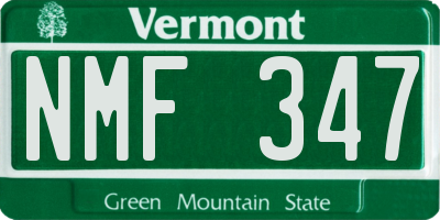 VT license plate NMF347