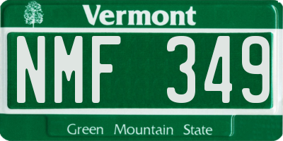 VT license plate NMF349