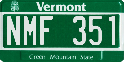 VT license plate NMF351