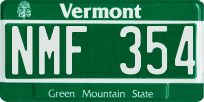 VT license plate NMF354