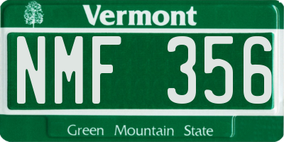 VT license plate NMF356