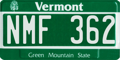 VT license plate NMF362