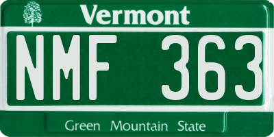 VT license plate NMF363