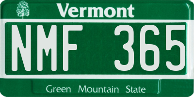 VT license plate NMF365