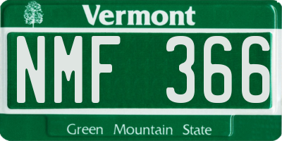 VT license plate NMF366