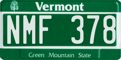 VT license plate NMF378