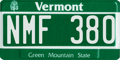 VT license plate NMF380