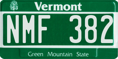 VT license plate NMF382