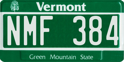 VT license plate NMF384