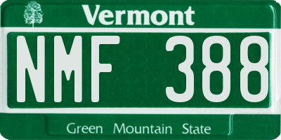 VT license plate NMF388