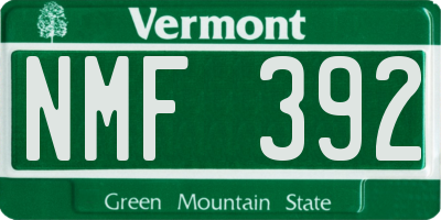 VT license plate NMF392