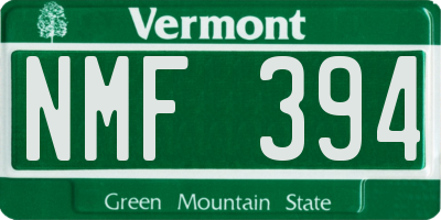VT license plate NMF394