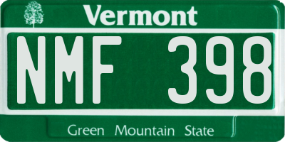 VT license plate NMF398
