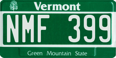 VT license plate NMF399