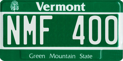 VT license plate NMF400
