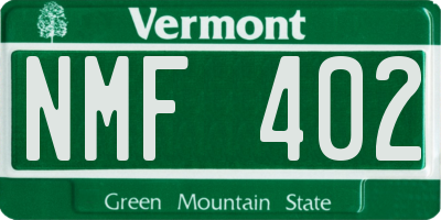 VT license plate NMF402