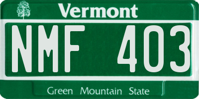 VT license plate NMF403