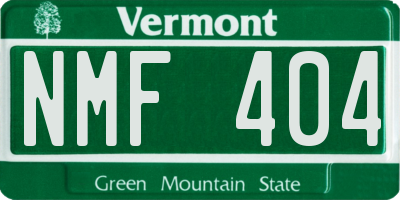 VT license plate NMF404