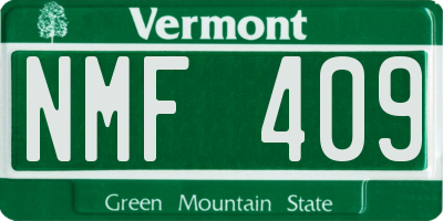 VT license plate NMF409