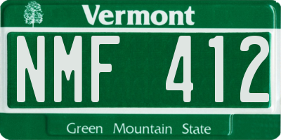 VT license plate NMF412