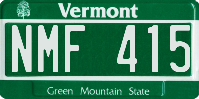 VT license plate NMF415