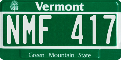 VT license plate NMF417