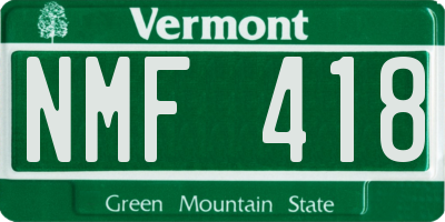 VT license plate NMF418