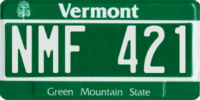 VT license plate NMF421
