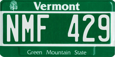 VT license plate NMF429