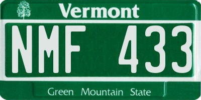 VT license plate NMF433