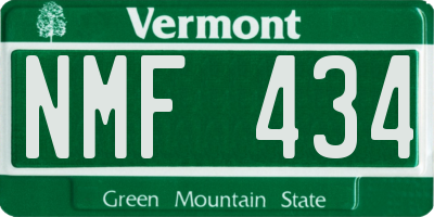 VT license plate NMF434