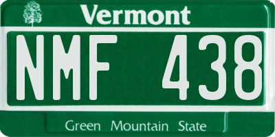 VT license plate NMF438