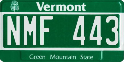 VT license plate NMF443