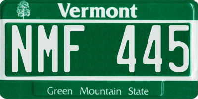 VT license plate NMF445