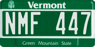 VT license plate NMF447